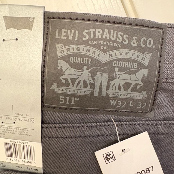 New Levi’s Men's 511 Gray Jeans NWT 32x32 - Picture 6 of 14